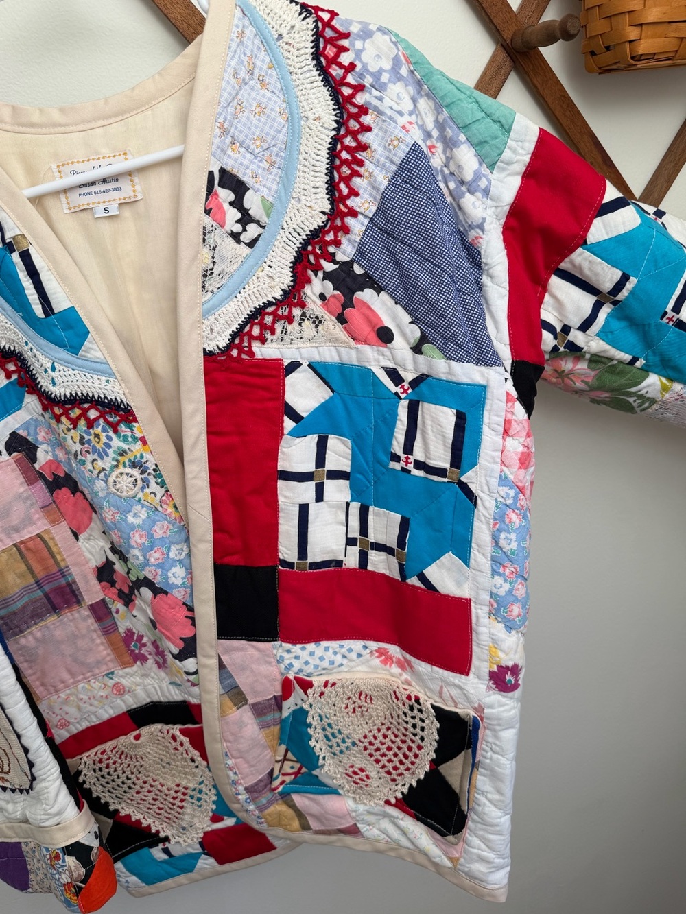 Vintage Handmade Quilt/Doily Jacket - Picture 8 of 15